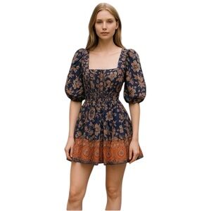 House Of Harlow 1960 Nastassia Ballon Mini Puff Sleeve Floral Dress Size XS